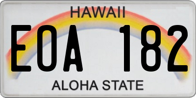 HI license plate EOA182