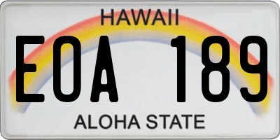 HI license plate EOA189