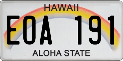 HI license plate EOA191