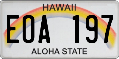 HI license plate EOA197