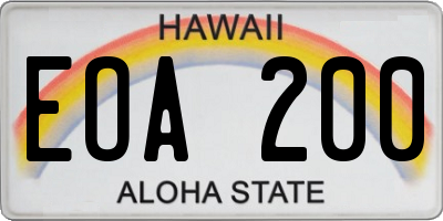 HI license plate EOA200