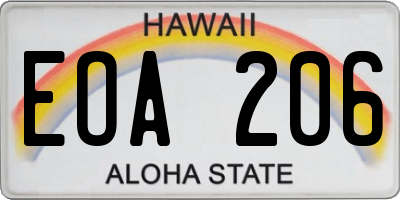 HI license plate EOA206