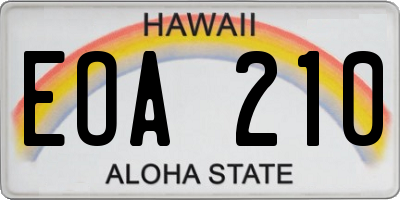 HI license plate EOA210