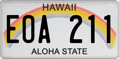 HI license plate EOA211
