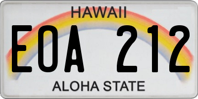 HI license plate EOA212