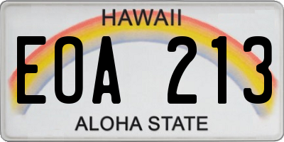 HI license plate EOA213