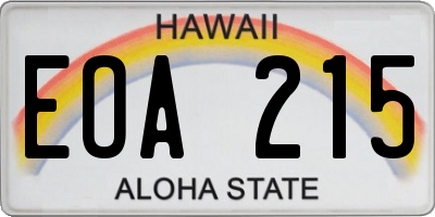 HI license plate EOA215