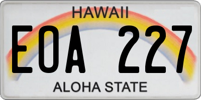 HI license plate EOA227