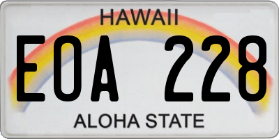 HI license plate EOA228
