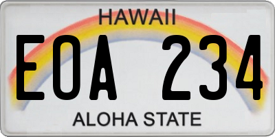 HI license plate EOA234