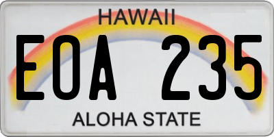 HI license plate EOA235