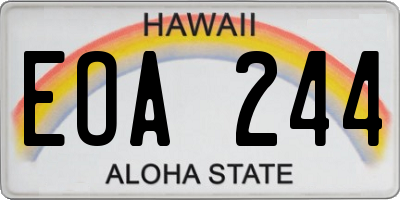 HI license plate EOA244