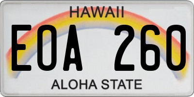 HI license plate EOA260