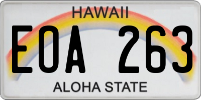 HI license plate EOA263