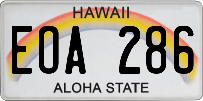 HI license plate EOA286