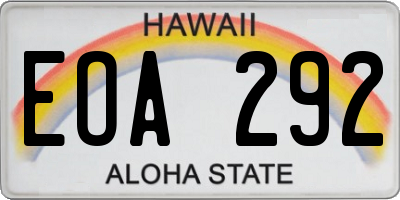 HI license plate EOA292