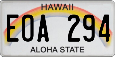 HI license plate EOA294