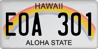 HI license plate EOA301
