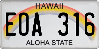 HI license plate EOA316