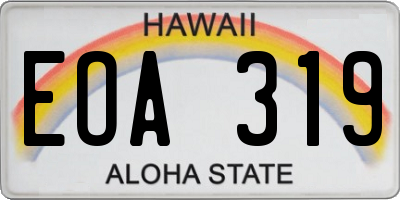 HI license plate EOA319