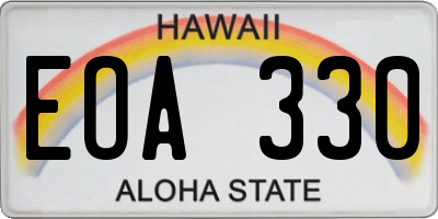 HI license plate EOA330