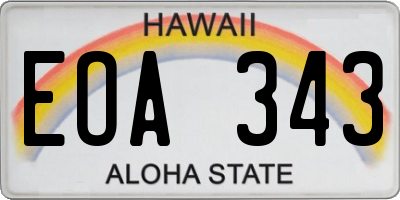 HI license plate EOA343
