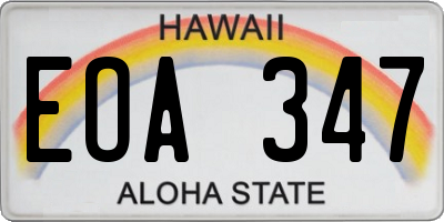 HI license plate EOA347