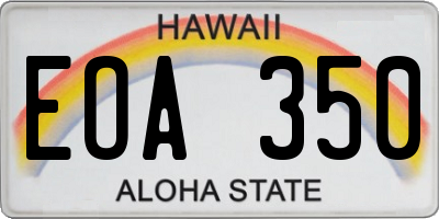 HI license plate EOA350
