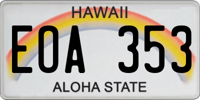HI license plate EOA353