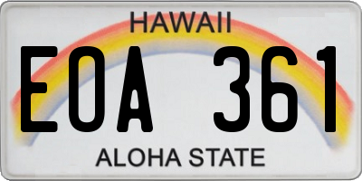 HI license plate EOA361