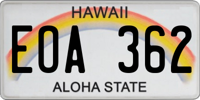 HI license plate EOA362