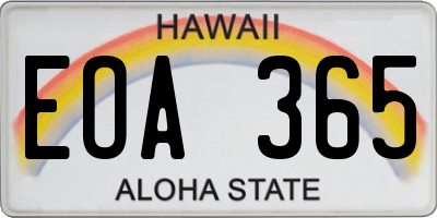 HI license plate EOA365
