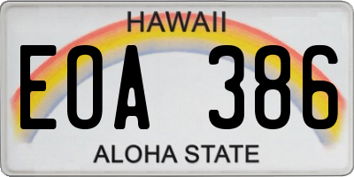 HI license plate EOA386