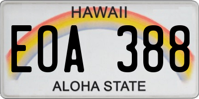 HI license plate EOA388