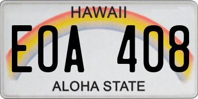 HI license plate EOA408