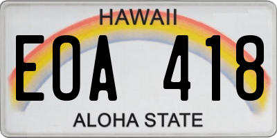 HI license plate EOA418