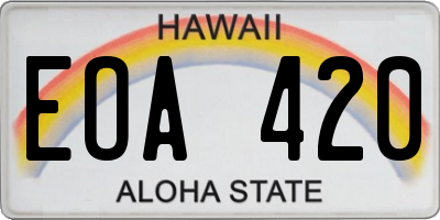 HI license plate EOA420