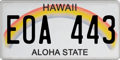 HI license plate EOA443