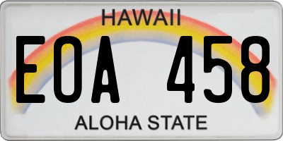HI license plate EOA458