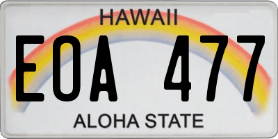 HI license plate EOA477