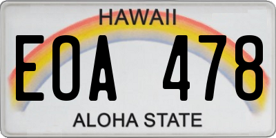 HI license plate EOA478