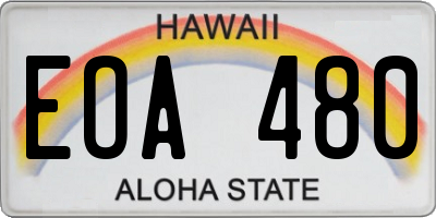 HI license plate EOA480