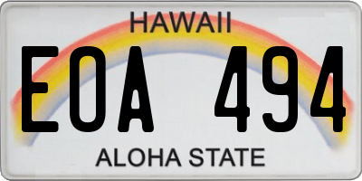 HI license plate EOA494