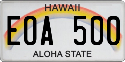 HI license plate EOA500