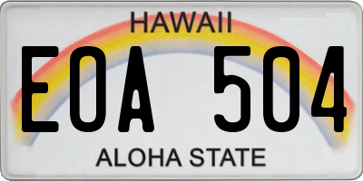 HI license plate EOA504