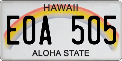 HI license plate EOA505