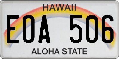 HI license plate EOA506