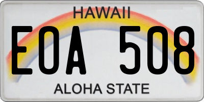 HI license plate EOA508