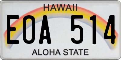 HI license plate EOA514