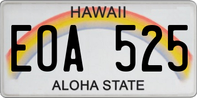 HI license plate EOA525